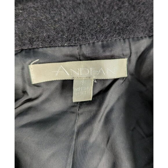 Andean Alpaka And Wool Women's Classic Black Overcoat Size 8 - Picture 9 of 16